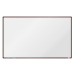 boardOK Bílá magnetická tabule s keramickým povrchem 200 × 120 cm, hnědý rám
