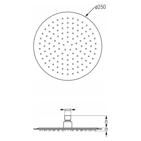 MEXEN/S Slim sprchová hlavice déšť 25 cm + sprchové rameno, zlatá 79225211-50