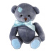 Medvěd sedící s mašlí plyš 20cm modrý v sáčku 0+