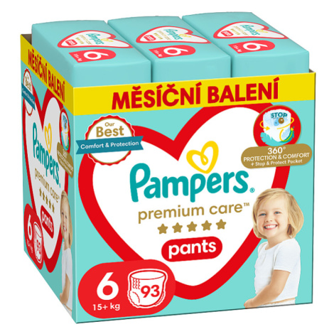 Pampers Premium Care Pants Velikost 6, Plenkové Kalhotky 93 Kusů 15kg+. Pro slevu 100 Kč zadejte