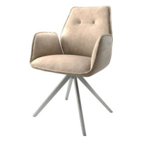 DELIFE Otočná židle Zoa-Flex béžový vintage křížová podnož hranatá otočná z nerezové oceli