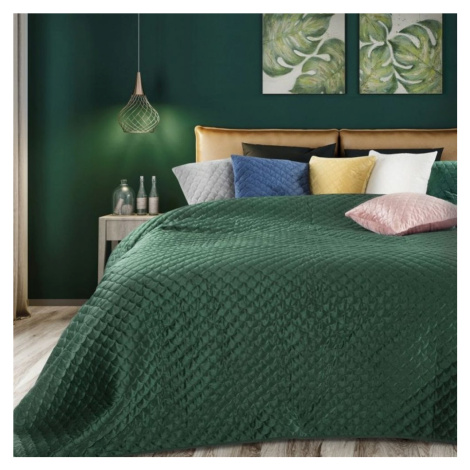 Smaragdově zelený oboustranný přehoz na postel s prošíváním Šířka: 230 cm | Délka: 260 cm
