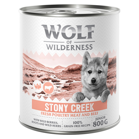 Wolf of Wilderness Junior "Expedition", 6 x 800 g - Stony Creek - drůbež s hovězím
