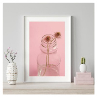 Růžový plakát s motivem květů