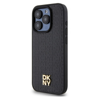 Zadní kryt DKNY PU Leather Repeat Pattern Stack Logo Magsafe pro Apple iPhone 14 Pro Max, černá