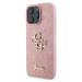 Zadní kryt Guess PU Fixed Glitter 4G Metal Logo pro Apple iPhone 16 Pro Max, růžová