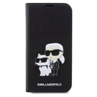 Karl Lagerfeld PU Saffiano Karl and Choupette NFT flipové pouzdro pro iPhone 13 Pro černé