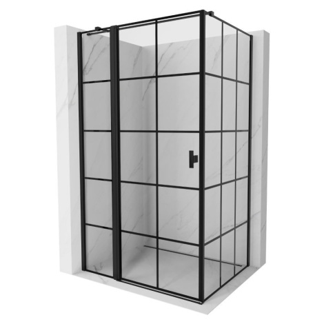 MEXEN/S Mist T sprchový kout dveře křídlové levá 80 x 85, černá dekor, černá 8A4T-080-085-70-77-
