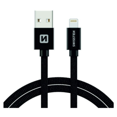 SWISSTEN textilní datový kabel USB A/M Lightning, 3m, černý - 71527600