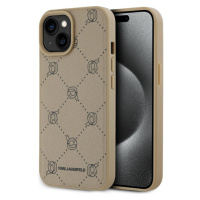 Karl Lagerfeld PU Karl Heads Pattern Magsafe zadní kryt iPhone 15 béžový