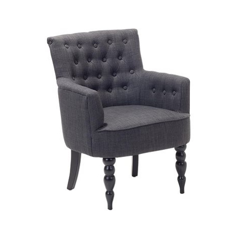 SHUMEE relaxační křeslo se stoličkou, samet a PVC, tmavě šedé, 327865 BELIANI