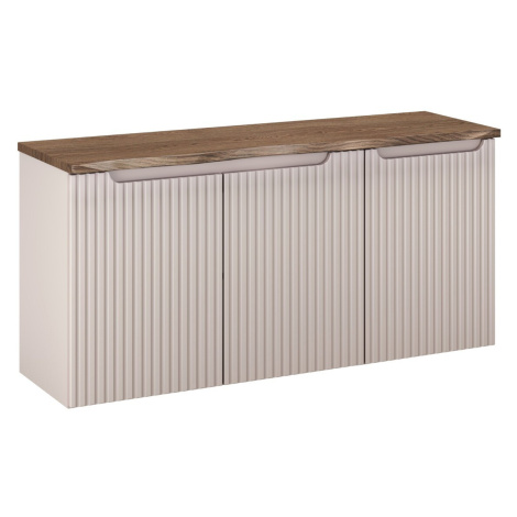 Comad Závěsná skříňka pod umyvadlo Nova Cashmere s deskou a košem na prádlo 120 cm kašmírová/dub