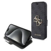 Guess PU 4G Metal Logo Book pouzdro iPhone 15 Pro šedé