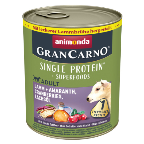 Animonda GranCarno Adult Superfoods 6 x 800 g - jehněčí + laskavec, brusinky, lososový olej