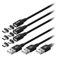 AlzaPower MagCore 2in1 USB-A to Micro USB/USB-C 60W 1m černý, Multipack 3ks