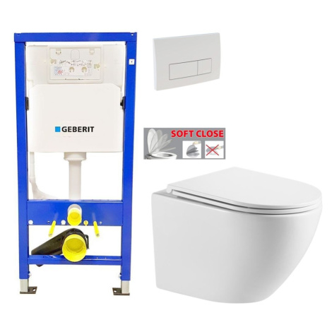 GEBERIT DuofixBasic s bílým tlačítkem DELTA51 + WC INVENA LIMNOS WITH SOFT, včetně soft/close se