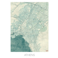 Mapa Athens, Hubert Roguski, (30 x 40 cm)