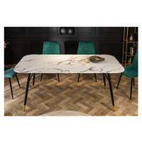 Estila Retro designový jídelní stůl Forisma s bílou povrchovou deskou s mramorovým vzhledem 180 