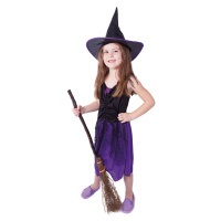 Karnevalový kostým čarodějnice/halloween fialová s kloboukem, vel. S