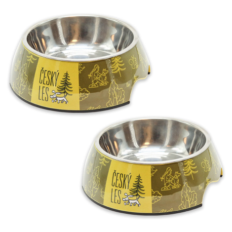 Akinu ČESKÝ LES Melaminová miska s nerez vložkou lesní zelená S 2 x 400 ml