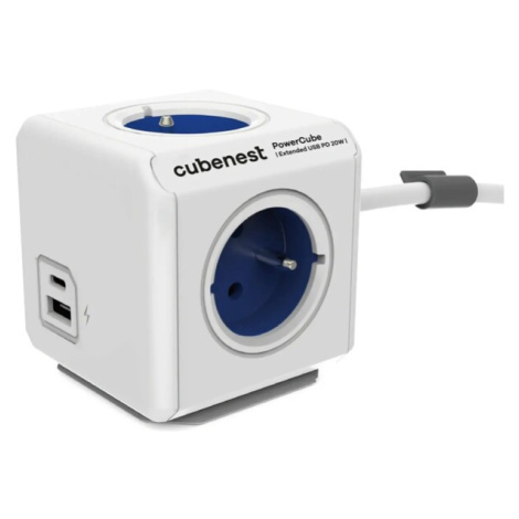 CubeNest PowerCube Extended USB PD 20W, A+C, 1.5m kabel, modrá