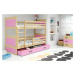 BMS Dětská patrová postel RICO | borovice 90 x 200 cm Barva: Růžová