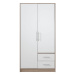 Šatní skříň Smart SR3 Dveře: Dub sonoma / Bílá, Varianta: Bez zrcadla