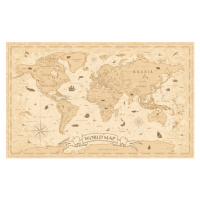 Mapa World Map Vintage Old-Style - vector - layers, dikobraziy, 40 × 26.7 cm