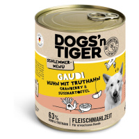 Dogs'n Tiger Gourmet Menu 6 × 800 g - kuřecí s krůtím, brusinkami a batáty