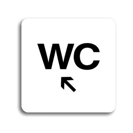 Accept Piktogram "WC vlevo nahoru" (80 × 80 mm) (bílá tabulka - černý tisk bez rámečku)