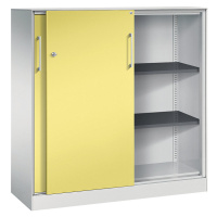 C+P Skříň s posuvnými dveřmi ASISTO, výška 1292 mm, šířka 1200 mm, světlá šedá/sírová žlutá