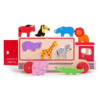 Bigjigs Toys Dřevěné auto se zvířátky safari