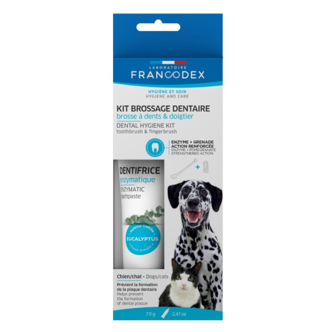 Francodex Dental Kit zubní pasta a kartáček pro psy 70 g