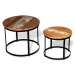 Konferenční stolek 2 ks dřevo / kov Dekorhome Recyklované dřevo