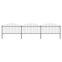 vidaXL Zahradní plot s hroty ocel (1,25–1,5) x 5,1 m černý