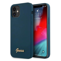 Pouzdro Guess Metal Logo Script pro iPhone 12 mini - modré