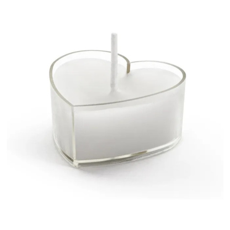 PartyDeco Čajová svíčka - Bílé srdíčko 4 cm