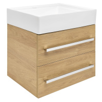 Koupelnová skříňka s umyvadlem SAT Cube Way 60x53x46 cm dub Hickory mat CUBE46602DHSATCW