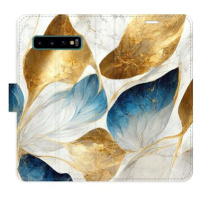 iSaprio flip pouzdro GoldBlue Leaves pro Samsung Galaxy S10