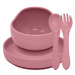PETITE&MARS - Set jídelní silikonový TAKE&MATCH 3 ks Dusty Pink 6m+