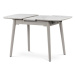 Jídelní stůl 90+25x70 cm, keramická deska bílý mramor, masiv, šedý vysoký lesk