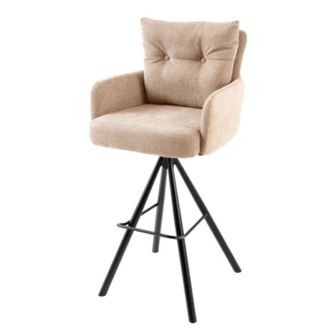 Estila Industriální otočná béžová barová židle Dover s kovovou podstavou a kombinovaným textilní