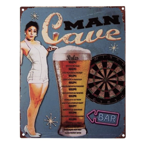 Modrá nástěnná kovová cedule Man Cave – 20x1x25 cm Clayre & Eef