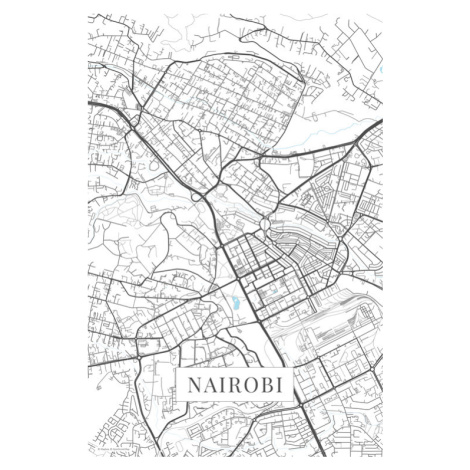 Mapa Nairobi white, POSTERS, 26.7x40 cm