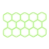 Escape6 Kompletní LED hexagonové svítidlo zelené, rozměr 11 elementů 336 × 238 cm