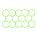 Escape6 Kompletní LED hexagonové svítidlo zelené, rozměr 11 elementů 336 × 238 cm