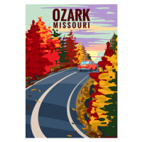 Ilustrace Ozark Missouri travel vintage poster, autumn, VectorUp, 26.7 × 40 cm