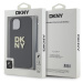 Zaní kryt DKNY PU Leather Stack Logo Wrist Strap pro Apple iPhone 15, černá