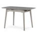 Jídelní stůl 90+25x70 cm, keramická deska šedý mramor, masiv, šedý vysoký lesk