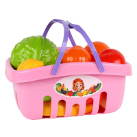 mamido Dětská sada potravin v košíku růžová
